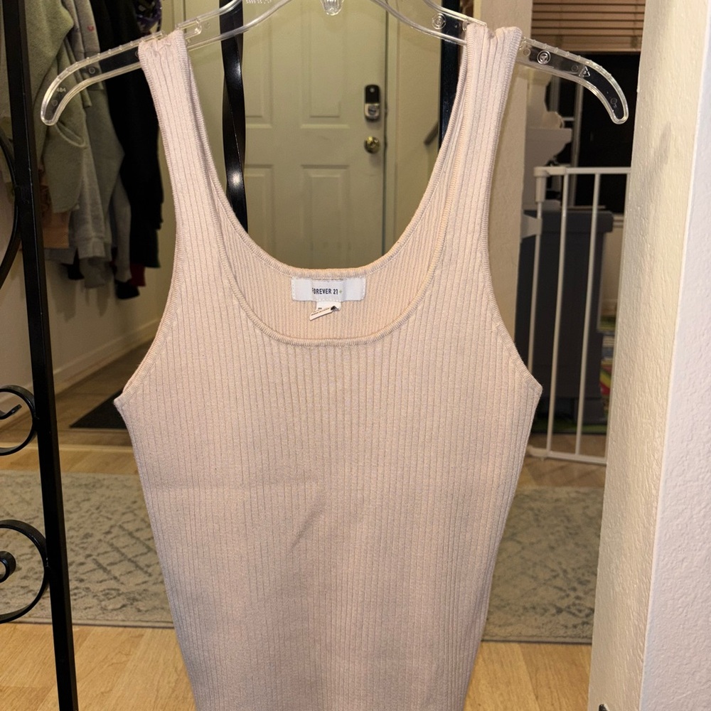 Forever 21 Ribbed Cream Tank Top